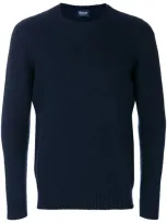 Drumohr Crew Neck Ribbed Detail Jumper In Blue