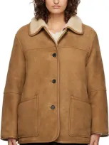 Dunst Tan & Off-white Genuine Shearling Reversible Jacket In Camel / Ivory