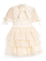 Eirene Kids' Lace Flower-embellished Dress In Ivory