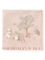 Elegant Baby Garden Picnic Cotton Knit Blanket In Pink