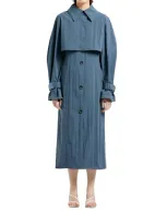 Elleme Washed Cotton Coat Navy In Blue