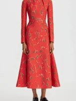 Emilia Wickstead Seneca Pintucked Brocade Midi Dress In Red