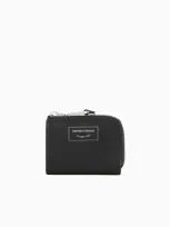 Emporio Armani Asv Ecological Leather Zip-around Mini Wallet In Black