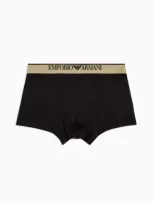 Emporio Armani Asv Eng Anliegende Boxershorts Aus Bio-baumwolle Mit Glänzendem Logoband In Black