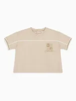 Emporio Armani Kids' Asv Jersey T-shirt With Ea Logo Crest Patch In Neutral