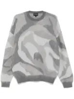 Emporio Armani Camouflage Sweater In Grey