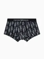 Emporio Armani Eng Anliegende Boxershorts Mit Allover-logo In Black