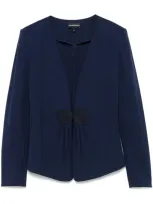 Emporio Armani V-neck Blazer In Blu Mezzanotte