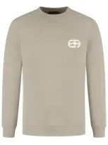 Emporio Armani Logo Patch Crewneck Sweatshirt In Beige