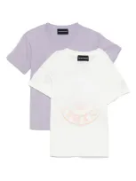 Emporio Armani Kids' Logo-print T-shirt (set Of 2) In Purple