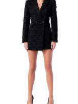 Endless Rose Textured Blazer Romper In Black