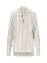 Ermanno Scervino Lavallière Shirt With Bow In Cream