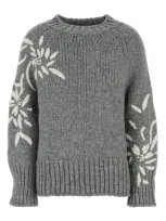 Ermanno Scervino Embroidered Alpaca-blend Jumper In Grau