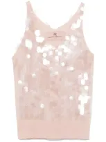 Ermanno Scervino Wool Top With Sequins In Pink