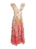 Etro Paisley Print Embroidered Maxi Dress In Neutral