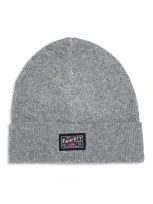 Faherty Core Logo Beanie In Grey Heather