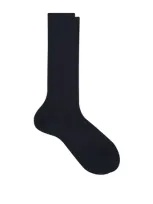 Falke Egyptian Cotton Ribbed Socks In Navy