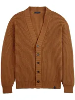 Fay Costa V-neck Cardigan In Brown