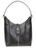 Fay Exposed Stitch Logo Detail Shoulder Bag In Black