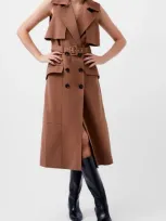 French Connection Azra Sleeveless Trench Coat Dress In Brown