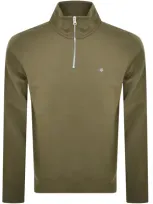 Gant Mens Casual Cotton Half Zip Jumper In Green