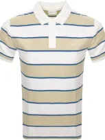 Gant Stripe Pique Polo T Shirt Beige