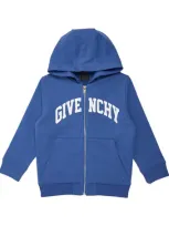 Givenchy Kids' Zipped Logo Hoodie In Blue