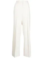 Goen J Twill Pleated High-waist Trousers In White