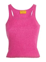 Guest In Residence Merino-cashmere-silk Cropped Tank Top In Pink