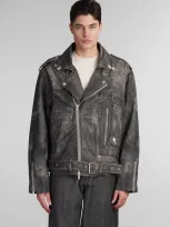 Haikure Leather-print Biker Jacket In Schwarz