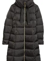 Herno Nylon Satin Down Puffer Coat In Black