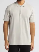 Hugo Cotton-blend Polo Shirt With Zip Placket In Light Grey