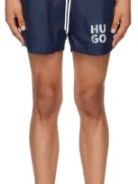 Hugo Navy Drawstring Swim Shorts In Dark Blue 405