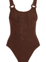 Hunza G Full-body Domino Swimsuit In Brown