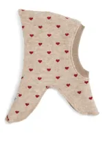 Huttelithut Kids' Wool Hearts Balaclava In Beige