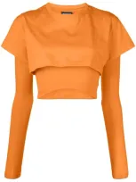 Jacquemus Le Double Cropped Layered T-shirt In Orange