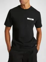 Jacquemus Black Crewneck T-shirt With Logo Detail In Cotton