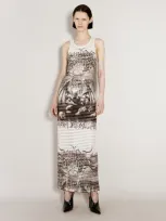 Jean Paul Gaultier White & Black Scoop Neck Maxi Dress