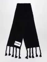 Jil Sander Black Mohair Blend Scarf