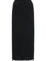 Jil Sander Embellished Plissé-knit Midi Skirt In Black