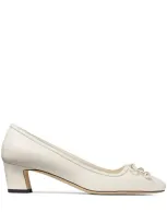 Jimmy Choo 45mm Elme Nappa Leather Pumps In White