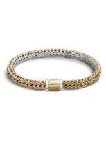 John Hardy Classic Chain Two-tone Small Reversible Bracelet In Silver/yellow Gold