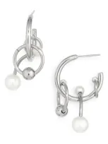 Justine Clenquet Chase Hoop Charm Earrings In Palladium