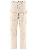 Kapital Lumber Straight-leg Embroidered Cotton-canvas Cargo Trousers In Neutrals