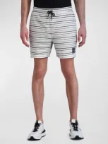 Karl Lagerfeld Men's Textured Stripe Drawstring Shorts In White