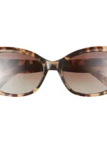 Kate Spade New York Elowen 55mm Polarized Gradient Rectangular Sunglasses In Yellow Havana/brown Polar