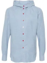 Kiton Hooded Gingham-check Shirt In Blue