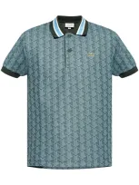 Lacoste Monogram Pattern Polo Shirt In Green