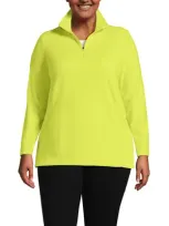 Lands' End Plus Size Anyweather Fleece Quarter Zip Pullover In Sunlight Lime