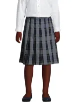 Lands' End Kids'  School Uniform Girls Plaid Pleated Skirt Below The Knee In Classic Navy Plaid